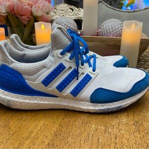 adidas White and Blue Athletic Running Shoes